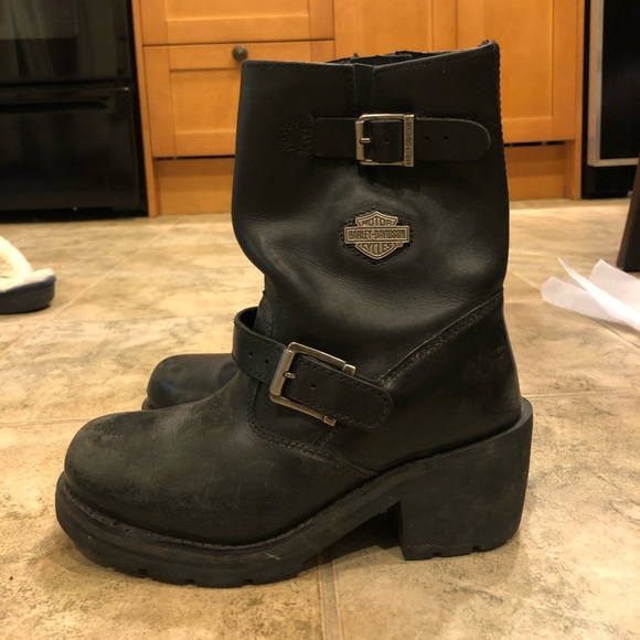 Harley Davidson black leather boots - Picture 1 of 2